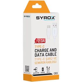 Syrox C83 2.0A 1 mt Beyaz Type-C USB Şarj ve Data Kablosu