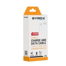 Syrox C83 2.0A 1 mt Beyaz Type-C USB Şarj ve Data Kablosu