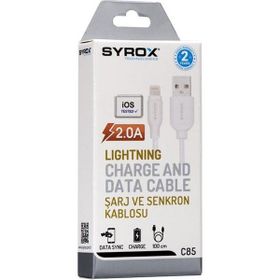 Syrox C85 2.0A 1 mt Beyaz Lightning USB Şarj ve Data Kablosu