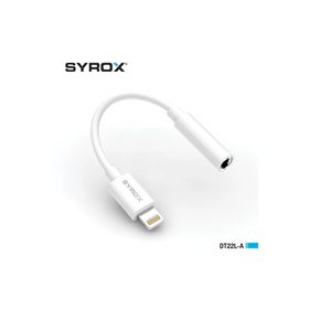 Syrox DT22L-A Lightning 3.5 mm Beyaz AUX Dönüştürücü