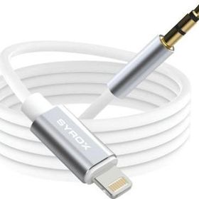 Syrox DT24L-J Lightning 3.5 mm 1 mt AUX Dönüştürücü Beyaz Ses Kablosu