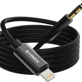 Syrox DT24L-J Lightning 3.5 mm 1 mt Siyah AUX Dönüştürücü Ses Kablosu