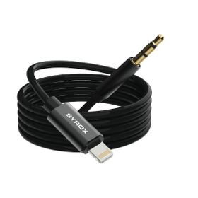 Syrox DT24L-J Lightning 3.5 mm 1 mt Siyah AUX Dönüştürücü Ses Kablosu