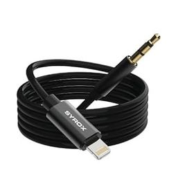 Syrox DT24L-J Lightning 3.5 mm 1 mt Siyah AUX Dönüştürücü Ses Kablosu