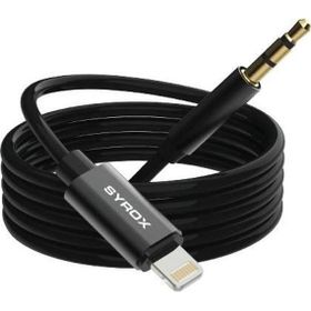 Syrox DT24L-J Lightning 3.5 mm 1 mt Siyah AUX Dönüştürücü Ses Kablosu