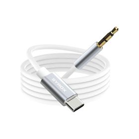Syrox DT24T-J Type-C 3.5 mm 1 mt AUX Dönüştürücü Beyaz Ses Kablosu