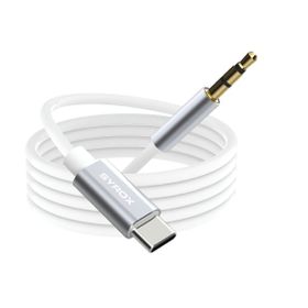 Syrox DT24T-J Type-C 3.5 mm 1 mt AUX Dönüştürücü Beyaz Ses Kablosu