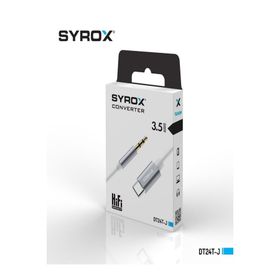 Syrox DT24T-J Type-C 3.5 mm 1 mt AUX Dönüştürücü Beyaz Ses Kablosu