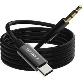 Syrox DT24T-J Type-C 3.5 mm 1 mt AUX Dönüştürücü Siyah Ses Kablosu