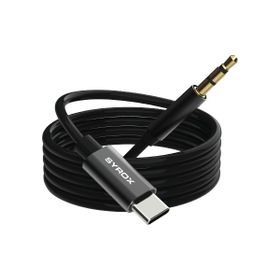 Syrox DT24T-J Type-C 3.5 mm 1 mt AUX Dönüştürücü Siyah Ses Kablosu