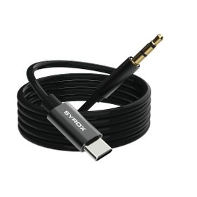 Syrox DT24T-J Type-C 3.5 mm 1 mt AUX Dönüştürücü Siyah Ses Kablosu