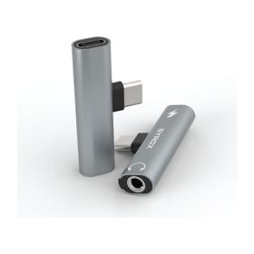 Syrox DT30T-TA Maxi Type-C 1X Type-C+1x3.5 mm AUX Gri Ses ve Şarj Ayırıcı Dönüştürücü