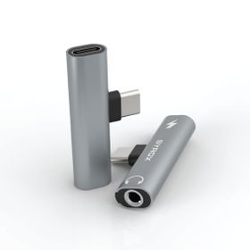 Syrox DT30T-TA Maxi Type-C 1X Type-C+1x3.5 mm AUX Gri Ses ve Şarj Ayırıcı Dönüştürücü