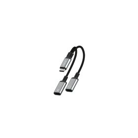 Syrox DT40T-TT 2 in 1 Type-C 2X Type-C Gri Ses ve Şarj Ayırıcı Dönüştürücü