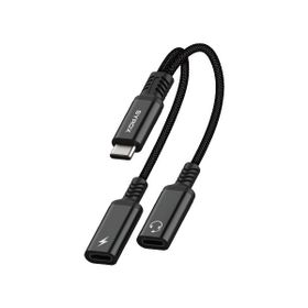 Syrox DT40T-TT Type-C 2X Type-C 2 in 1 Siyah Ses ve Şarj Ayırıcı Dönüştürücü