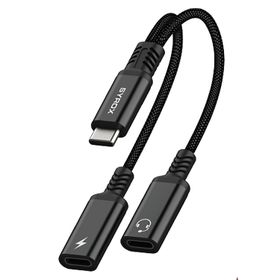 Syrox DT40T-TT Type-C 2X Type-C 2 in 1 Siyah Ses ve Şarj Ayırıcı Dönüştürücü