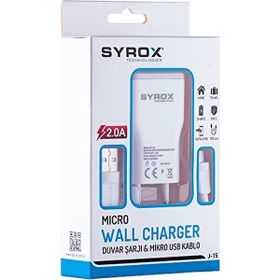 Syrox J15 2.0A Beyaz Şarj Aleti ve Micro USB Kablo Set