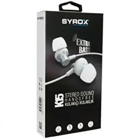 Syrox K15 Stereo Sound Extra Bass Beyaz Kablolu Kulak İçi Kulaklık