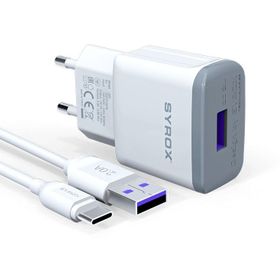 Syrox LeEco Le S3 Uyumlu Type-C Şarj Aleti + Şarj Kablosu