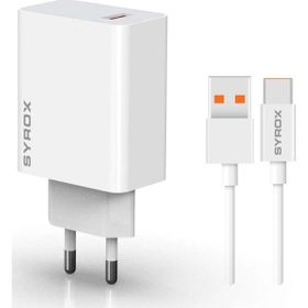 Syrox M33T 3.0A 33W Turbo 1 mt USB-A Type-C Kablolu USB-A Çıkışlı Beyaz Şarj Cihazı
