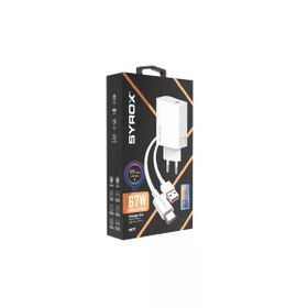 Syrox M67T 3.0A 67W Turbo 1 mt USB-A Type-C Kablolu 1XUSB-A Çıkışlı Beyaz Şarj Cihazı