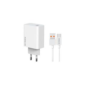 Syrox M67T 3.0A 67W Turbo 1 mt USB-A Type-C Kablolu 1XUSB-A Çıkışlı Beyaz Şarj Cihazı