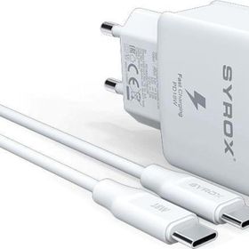 Syrox PD18T 3.0A 18W PD 1 mt Type-C Type-C Kablolu 1X Type-C Port Çıkışlı Beyaz Şarj Cihazı