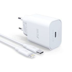 Syrox PD20L Şarj Aleti 3.0A PD 20W Beyaz Type-C To Lightning Kablo Set