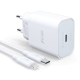 Syrox PD20L Şarj Aleti 3.0A PD 20W Beyaz Type-C To Lightning Kablo Set