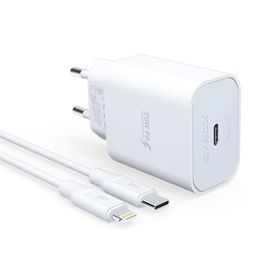 Syrox PD20L Şarj Aleti 3.0A PD 20W Beyaz Type-C To Lightning Kablo Set