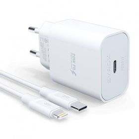 Syrox PD20L Şarj Aleti 3.0A PD 20W Beyaz Type-C To Lightning Kablo Set