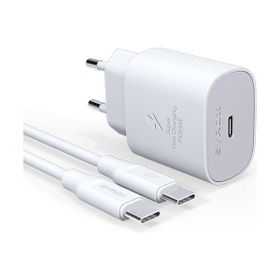 Syrox PD25T QC 3.0 PD 25W Beyaz Hızlı Şarj Aleti Type-C To Type-C Kablo Set