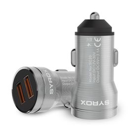 Syrox SC20B 3.1A 20W 2XUSB-A Çıkışlı Hızlı Araç Gri Şarj Cihazı