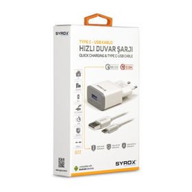 Syrox ZTE ZMax Pro Uyumlu Type-C Hızlı Şarj Aleti
