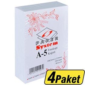 System A5 80 gr 4 Paket 2000 Sayfa Fotokopi Kağıdı