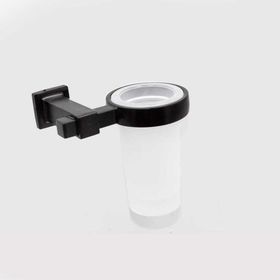 System BA1006 007 AL6-C1 Q-Line Duvara Monte Siyah Cam Diş Fırçalık