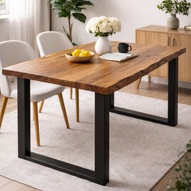 Szn 140 cm Doğal Kenarlı Kestane Eskitme Masa Tablası