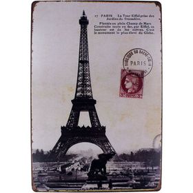 T-Bek Dekoratif Vintage Eifell 20x30 cm Metal Pano Poster