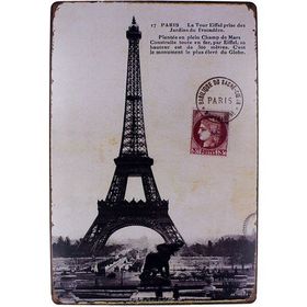 T-Bek Dekoratif Vintage Eifell 20x30 cm Metal Pano Poster