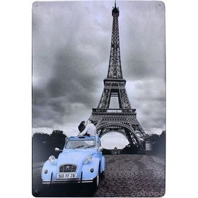 T-Bek Dekoratif Vintage Eifell Citroen 20x30 cm Metal Pano Poster