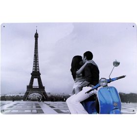 T-Bek Dekoratif Vintage Eifell Love 20x30 cm Metal Pano Poster