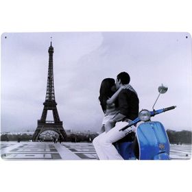 T-Bek Dekoratif Vintage Eifell Love 20x30 cm Metal Pano Poster