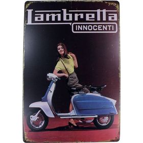 T-Bek Dekoratif Vintage Vespa Lambretta 20x30 cm Metal Pano Poster