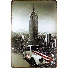 T-Bek Dekoratif Vintage WTC Newyork 20x30 cm Metal Pano Poster