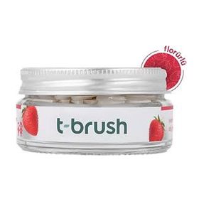 T-Brush Çilek Aromalı Florürlü 90 adet Çocuklar İçin Doğal Diş Macunu Tableti