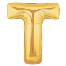 T Harf Altın Renk 100 cm Folyo Balon