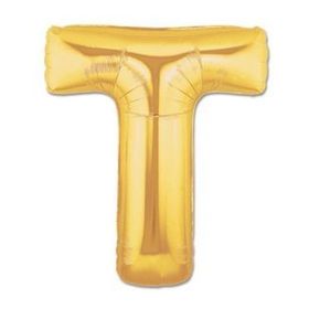 T Harf Altın Renk 100 cm Folyo Balon