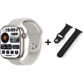 T-Max HK9 Pro Max Çift Kordonlu Bej Akıllı Saat
