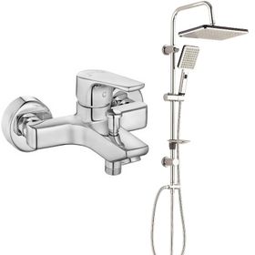 T-may Banyo Sümbül Kare Tepe Krom Paslanmaz Duş Takımı Seti