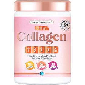 Tab Vitamins All in Collagen Tip 1-2-3-5-10 Nötr Tat 30 Servis 503 gr Toz